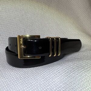 Ralph Lauren Black Belt Patent Leather with Gold Buckle